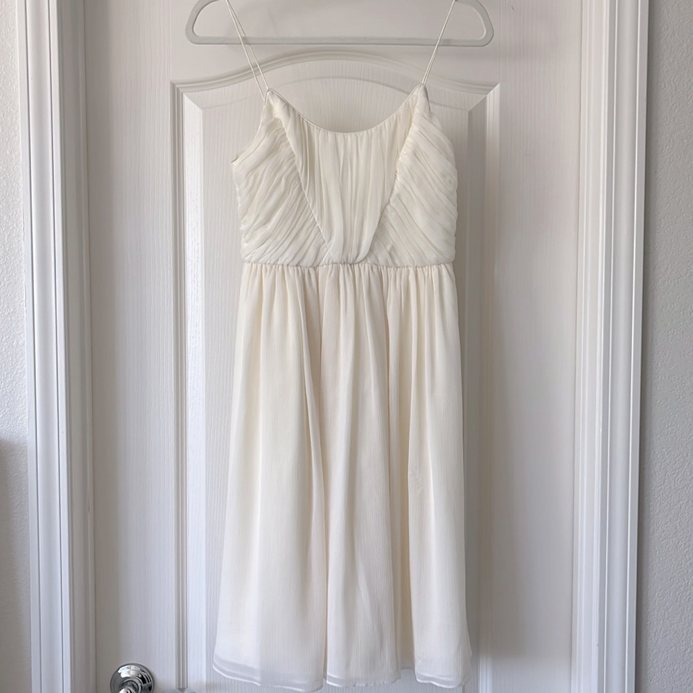 Women's Size 2 cream chiffon spaghetti strap dress.